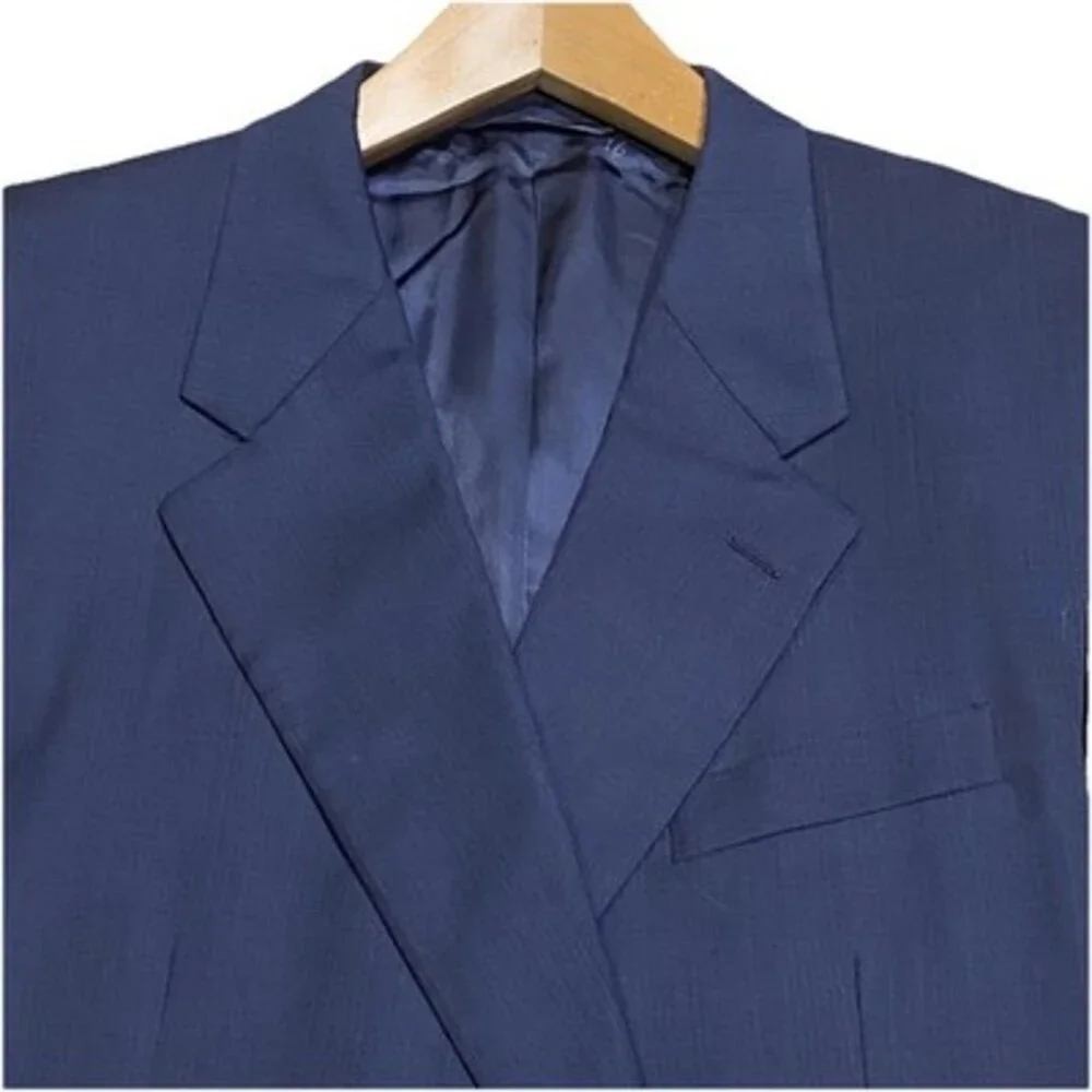Vintage Loro Piana Hickey Freeman Men Blue Blazer 48XLG Tasmanian Super USA Wool